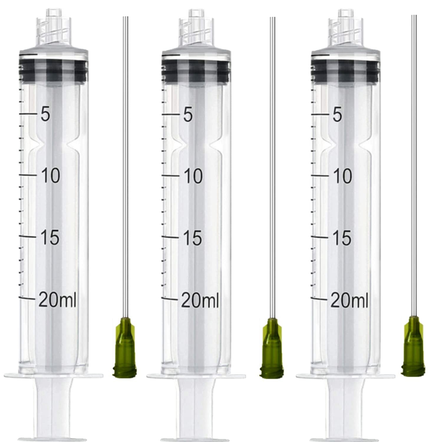 3 Pack 20ml Industrial Plastic Syringes with Blunt Luer Lock Needle 4 Inch…