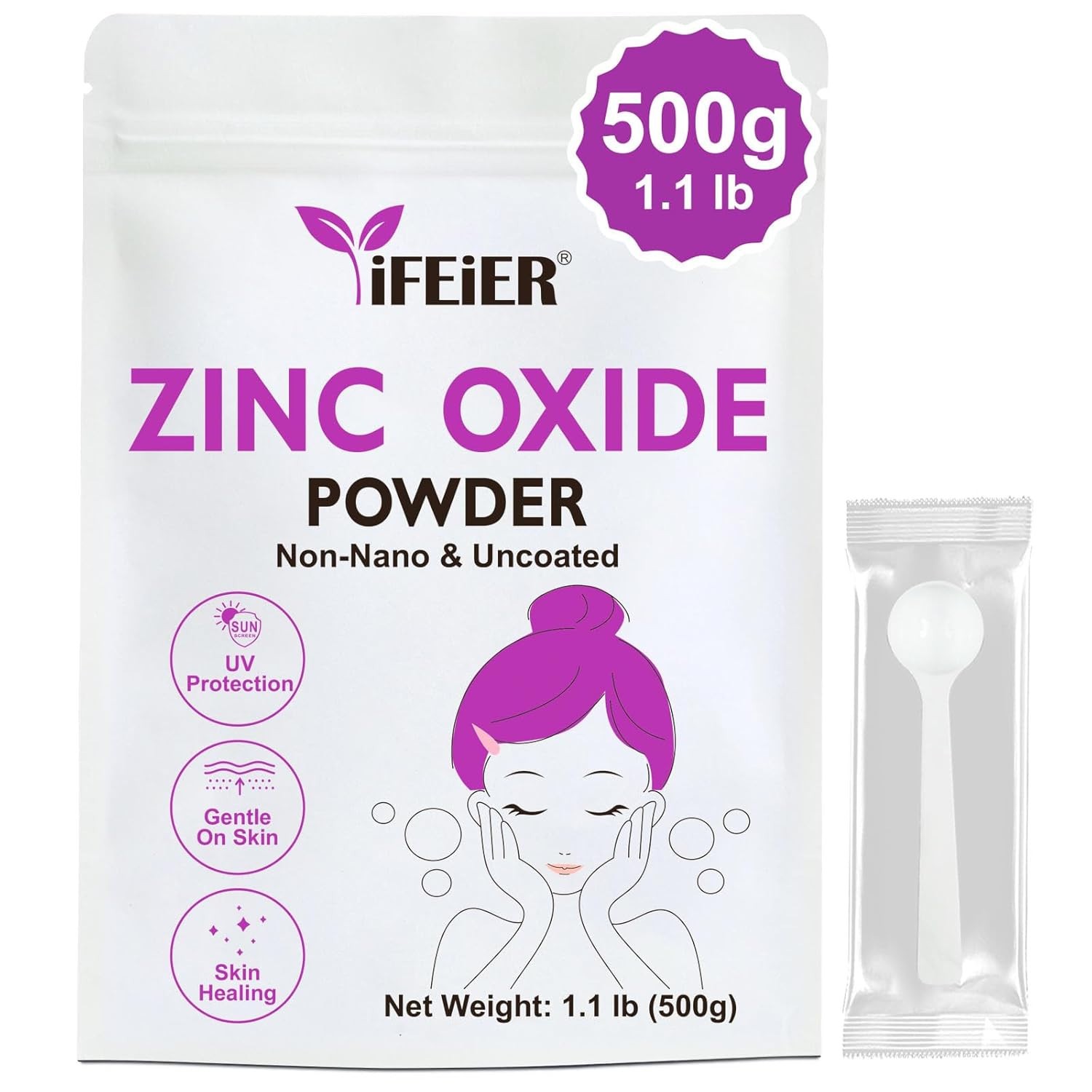 Zinc Oxide Powder | 500G(1.1 Lb) Non Nano Uncoted Zinc Oxide Powder