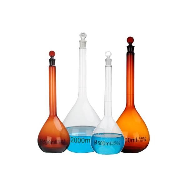 Premium Lab Supply: 5ml-2000ml Amber Volumetric Flask with Stopper
