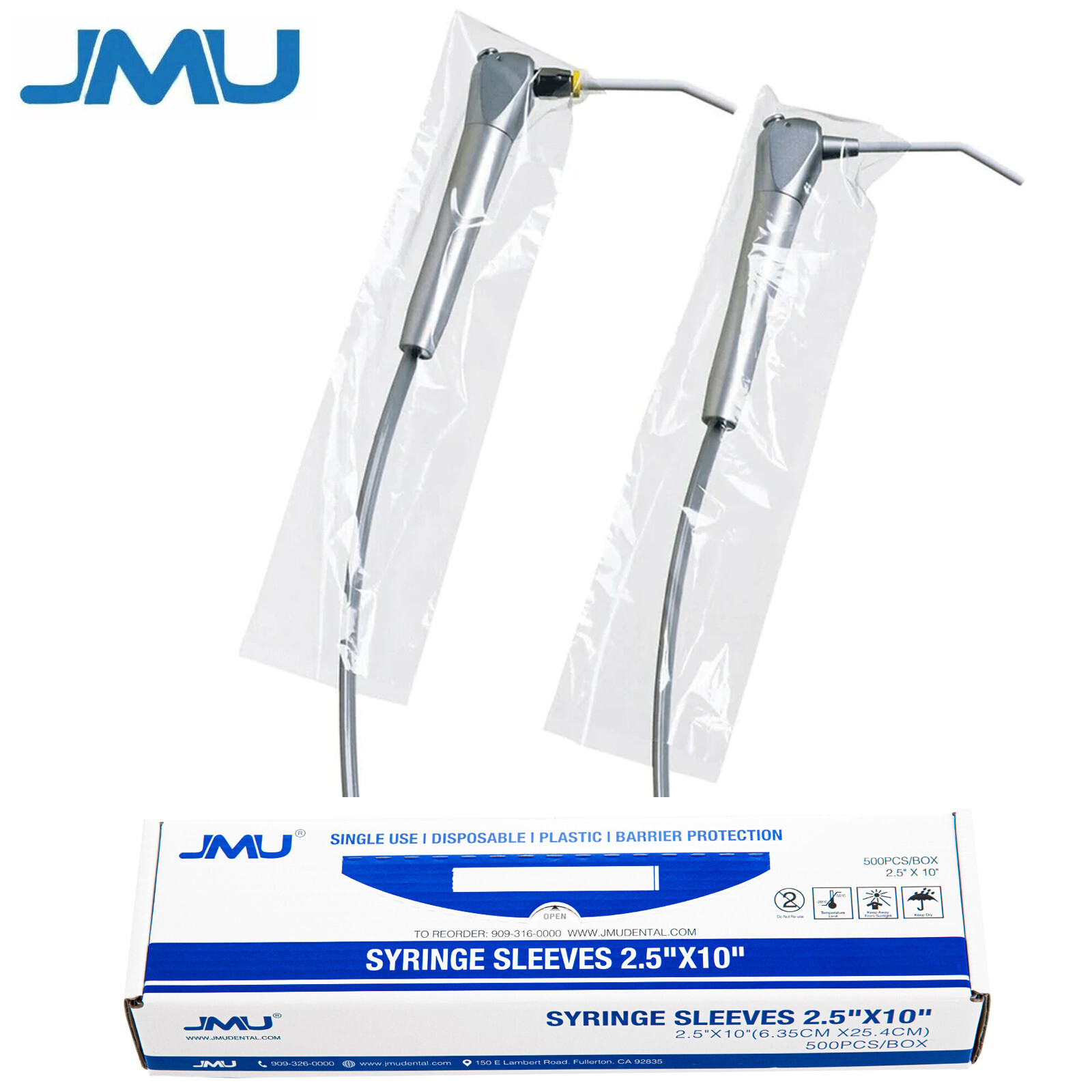 500/Box Dental Disposable Air Water Syringe Sleeves Plastic 2.5″ x 10″ Clear