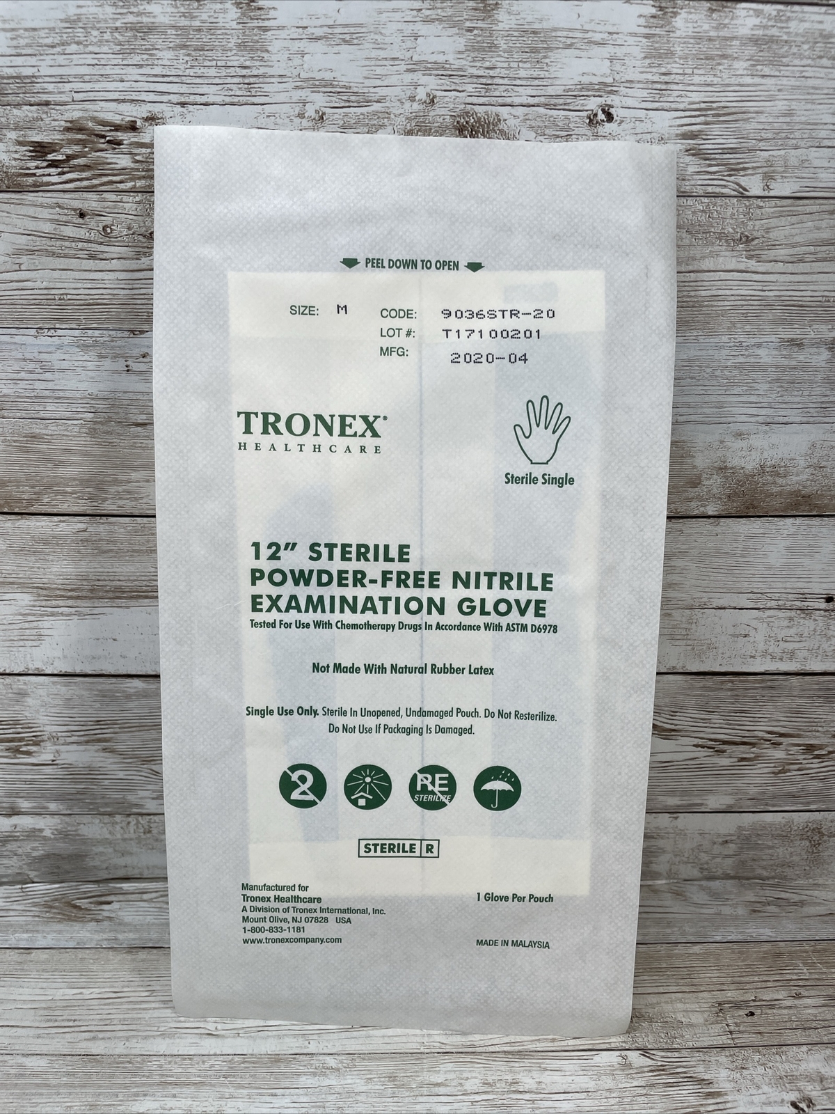 *50 single* TRONEX 12″ STERILE NITRILE EXAM GLOVES, Size Medium MFG: 04-20