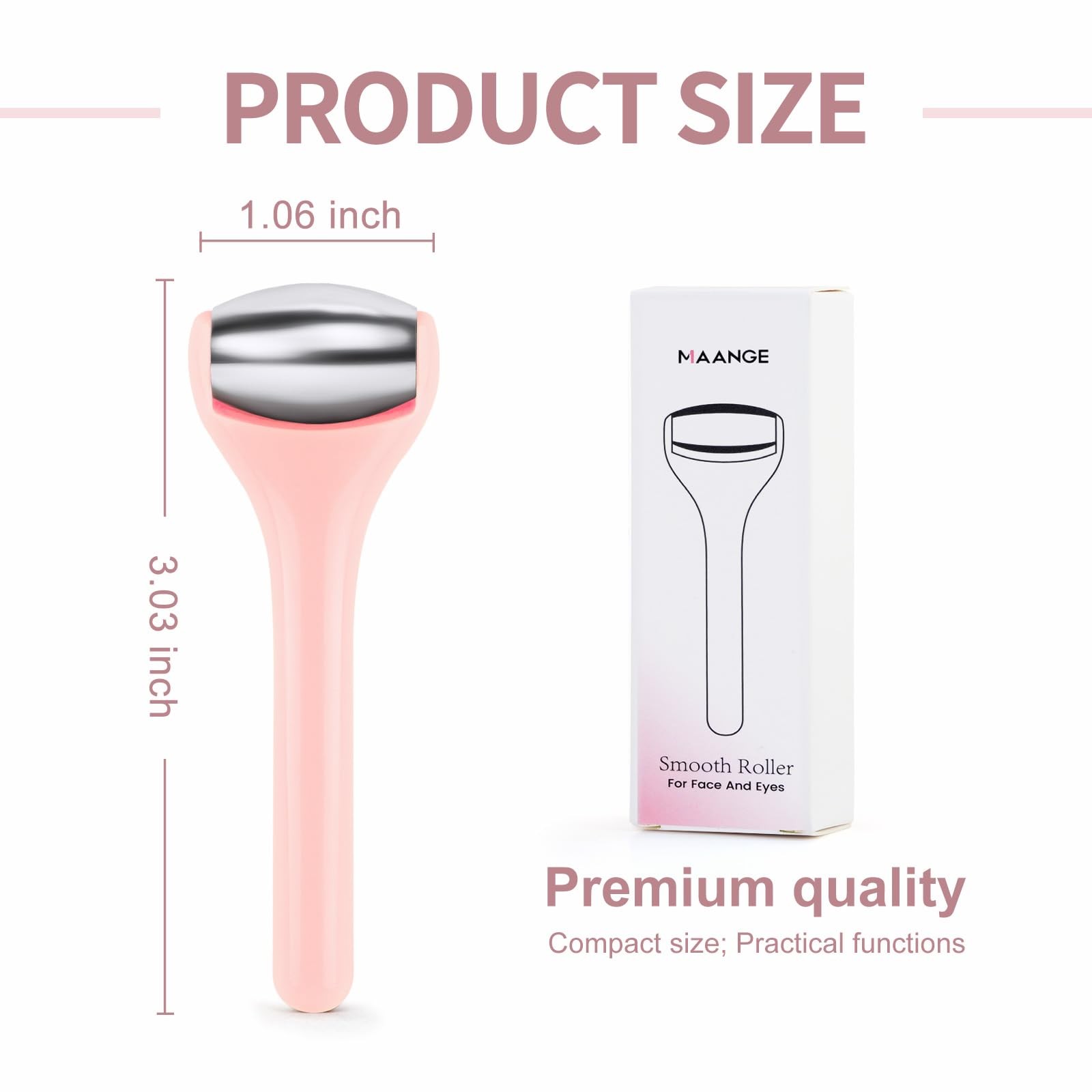 MAANGE Mini Eye & Face Rollers for Massager, Stainless Steel Pink-1 Pc