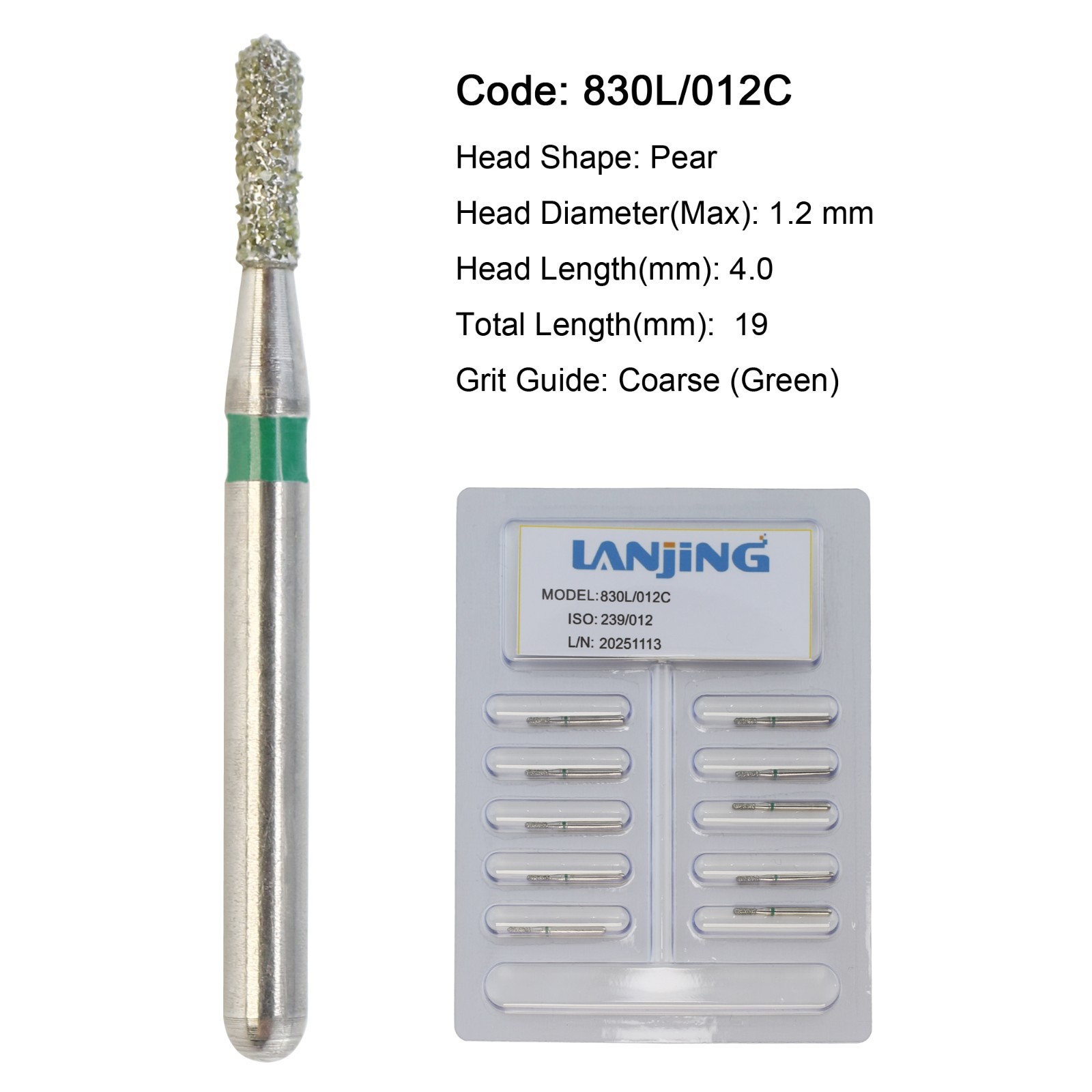 Dental Diamond Burs Pear 330 Ball Round End Taper FG High Speed 801L Surgical