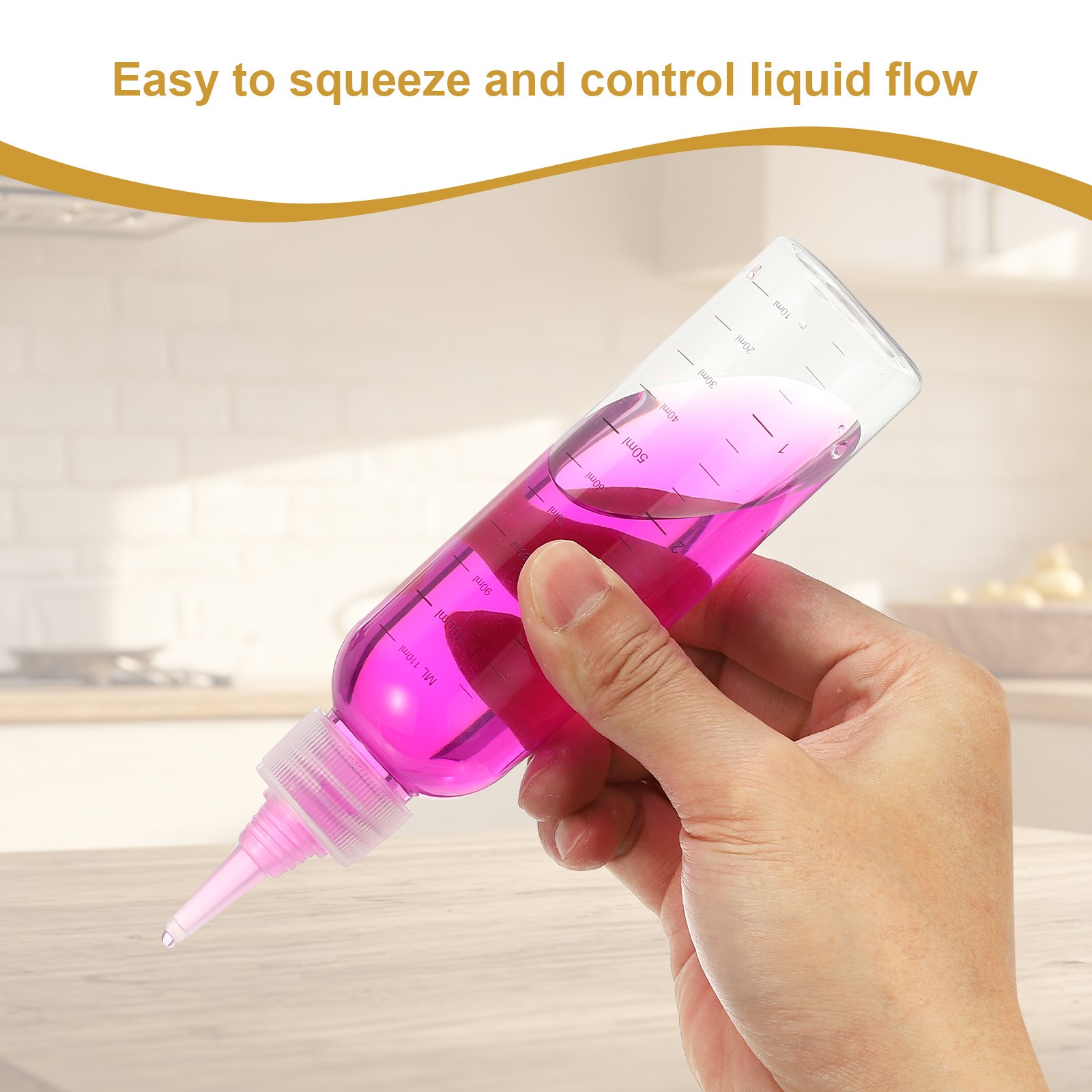 30ml/1OZ Squeeze Bottles with Top Cap, 8 Pcs Dispensing Bottle, Transparent