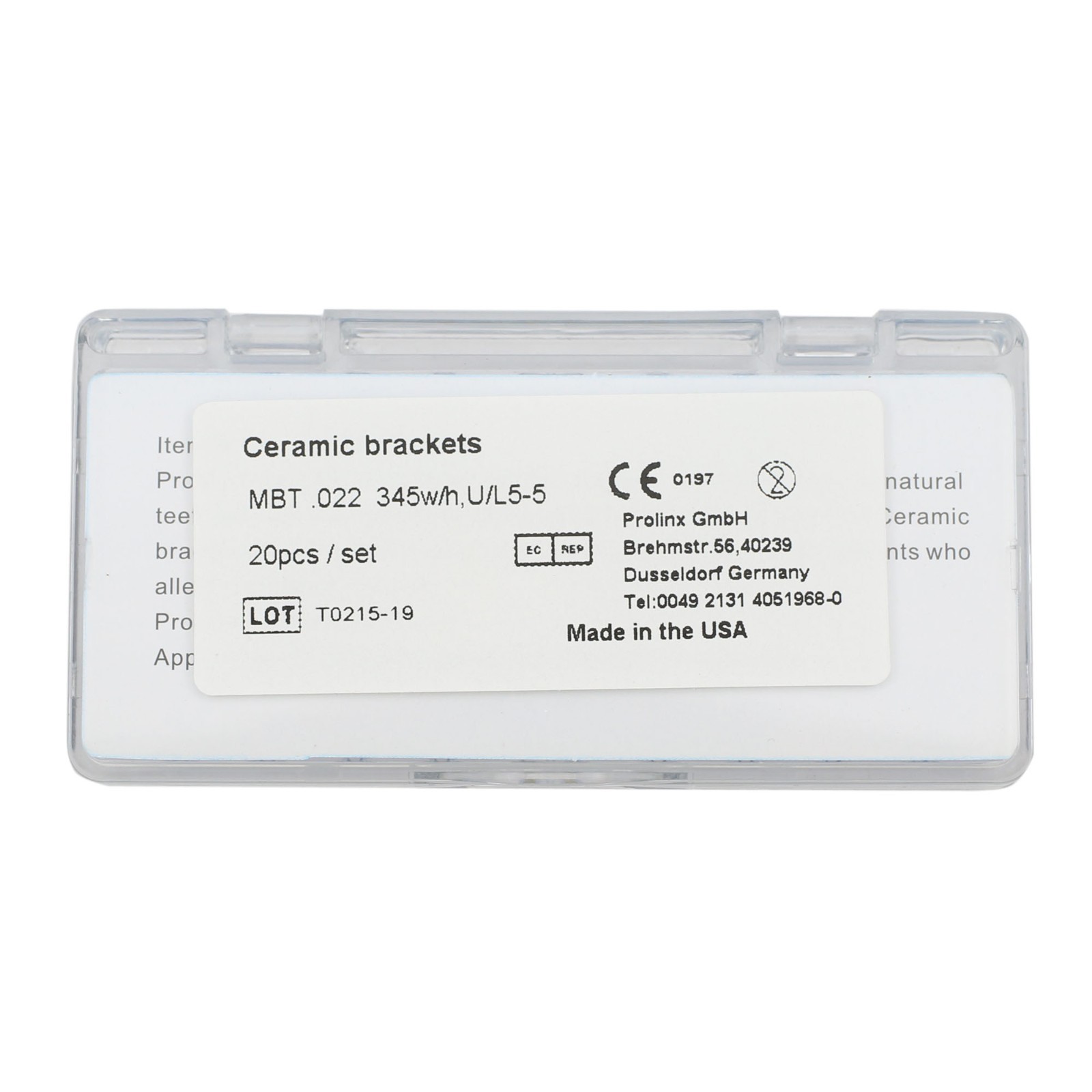 10Kits Dental Orthodontic Ceramic Brackets Sapphire Aesthetic MBT 022 345 Hooks
