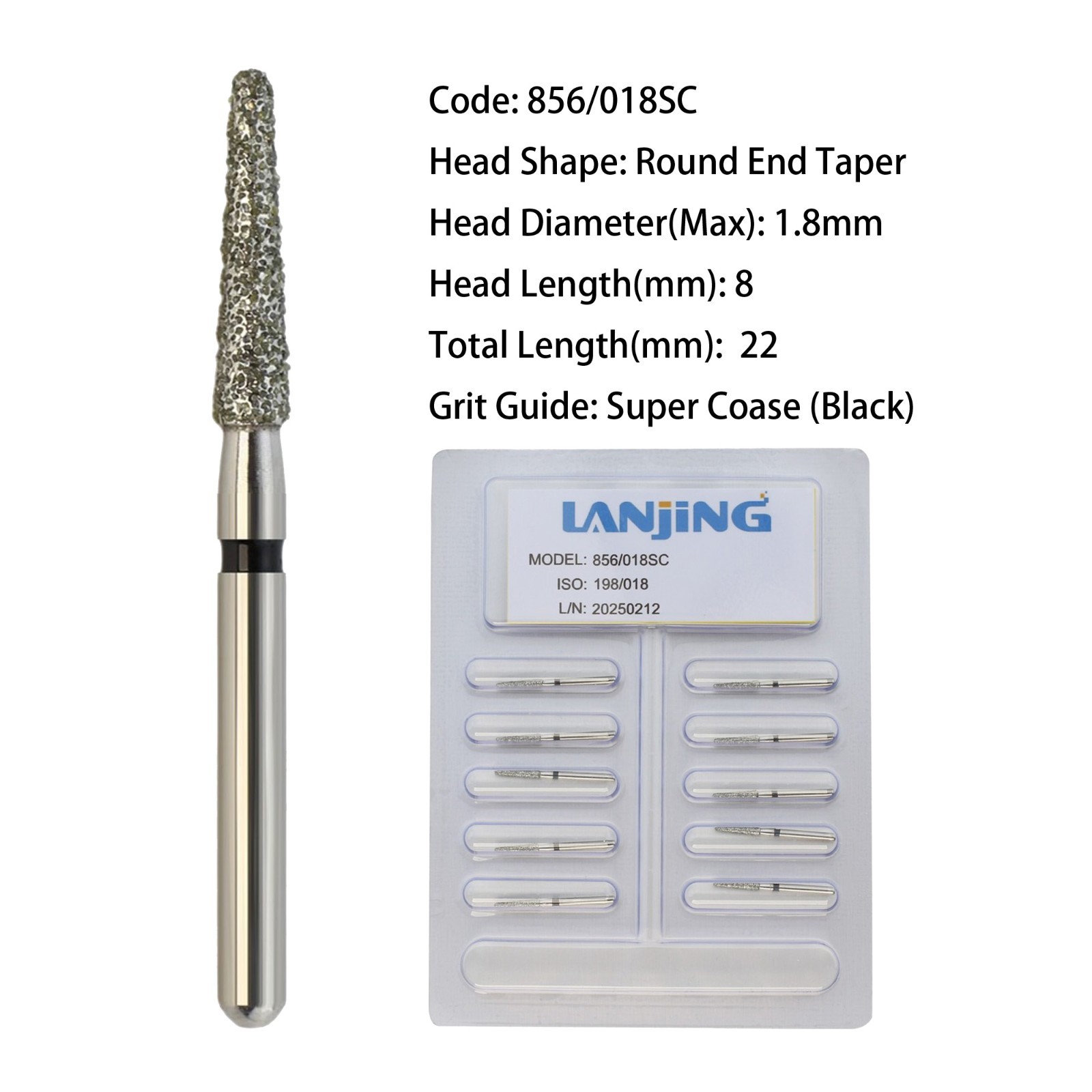Dental Burs Diamond FG Round End Taper Cylinder High Speed Friction Grip 850 856