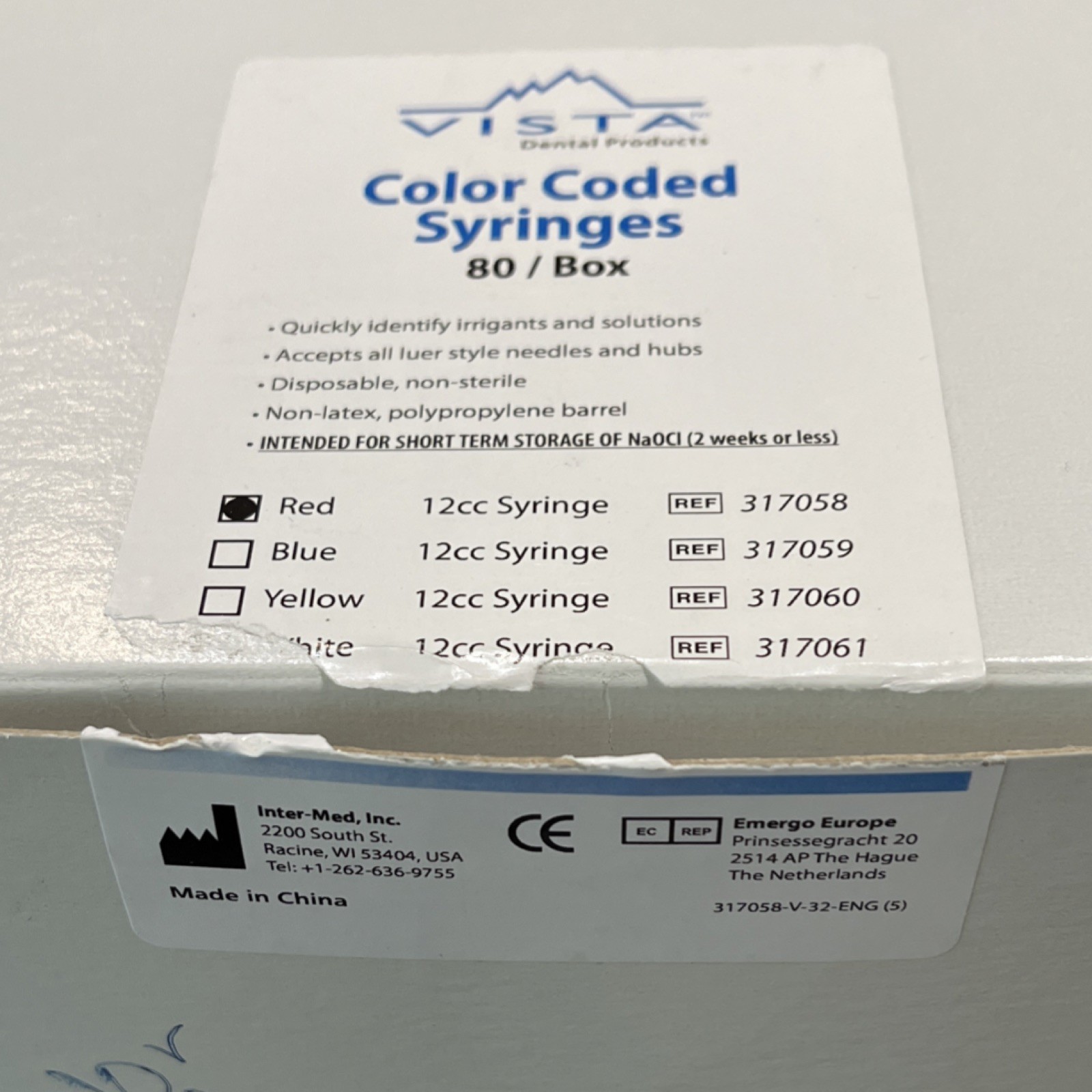 Vista Dental Products Color Coded Syringes 12cc Luer Lock Tip Dental Laboratory