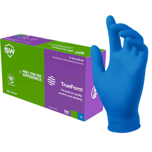SW Safety Powder-Free TrueForm Exam-Grade X-Large Disposable Gloves, 100/box