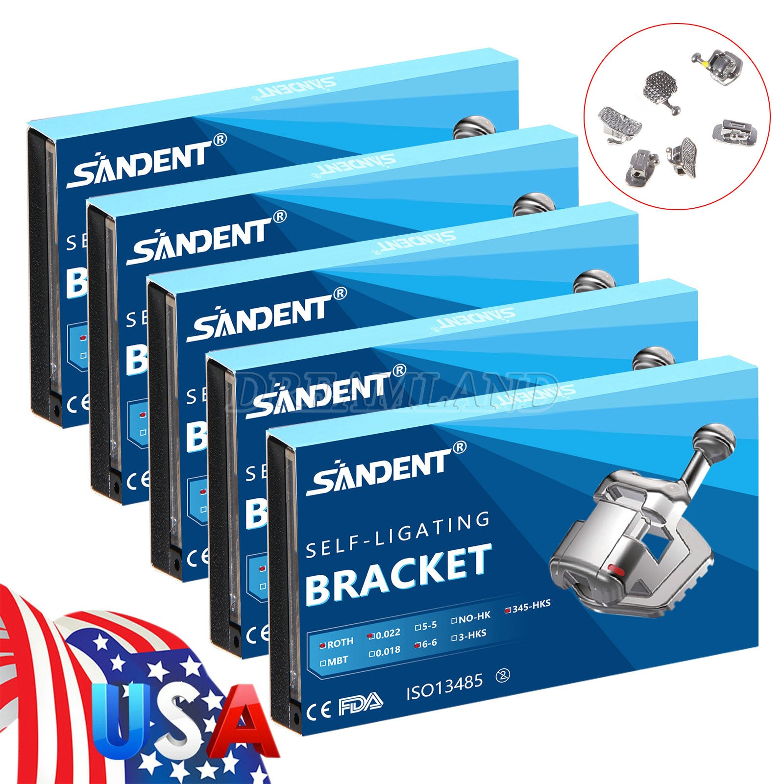 1 Pack Dental Orthodontic Bracket Braces Ceramic MBT 022 with 3-4-5 Hooks