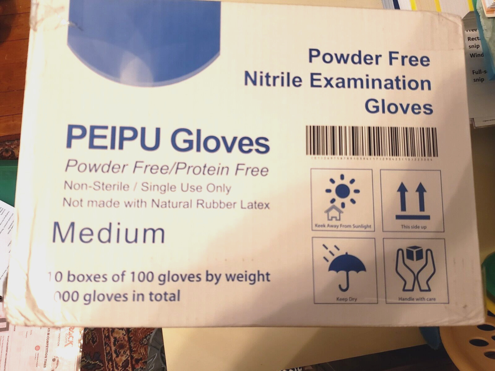 1000 SIZE MEDIUM PEIPU Nitrile Disposable Powder Free Exam Gloves Sealed MFGBox