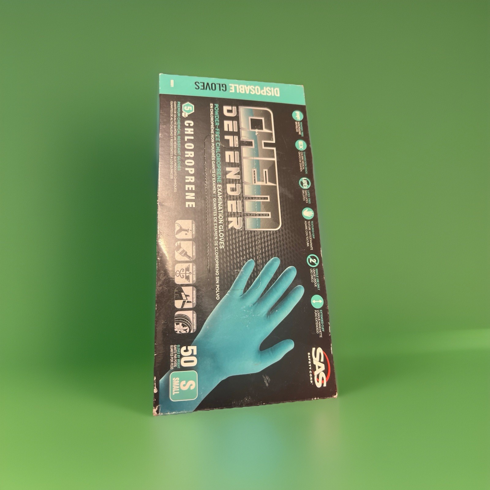 SAS Safety Corp Chem Defender Chloroprene Powder-Free Gloves Small