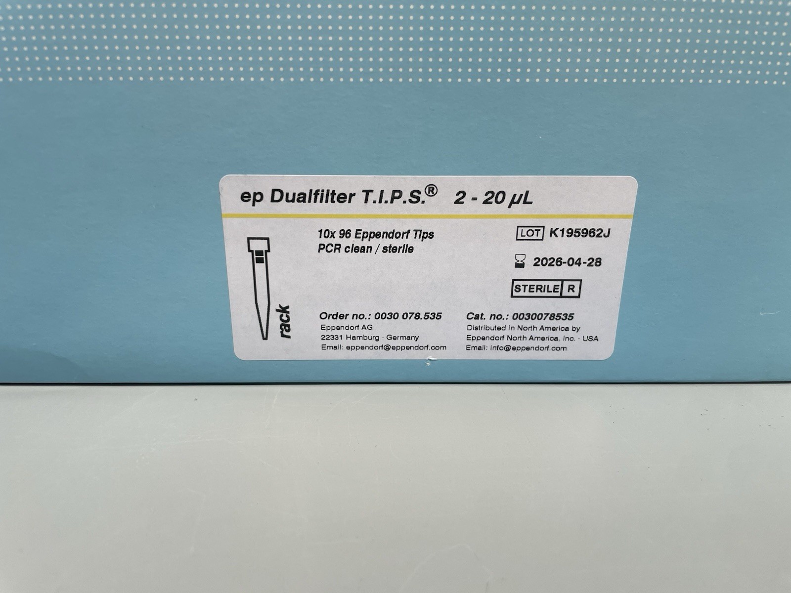Eppendorf Dualfilter Pipette Tips 2–20µL Sterile PCR 10×96 0030078535