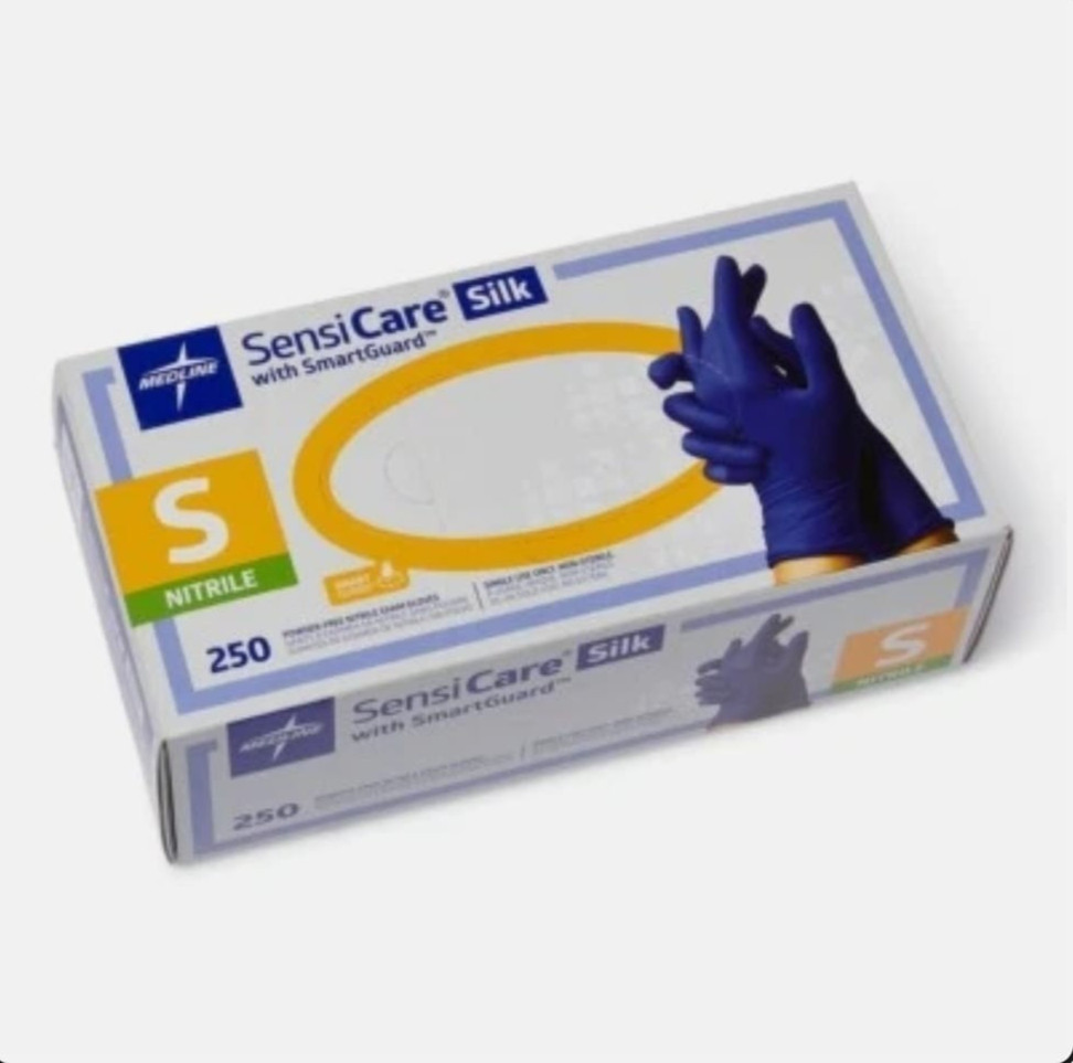 Medline SensiCare Ice Nitrile Exam Gloves – BLUE – (CHOOSE SIZE)