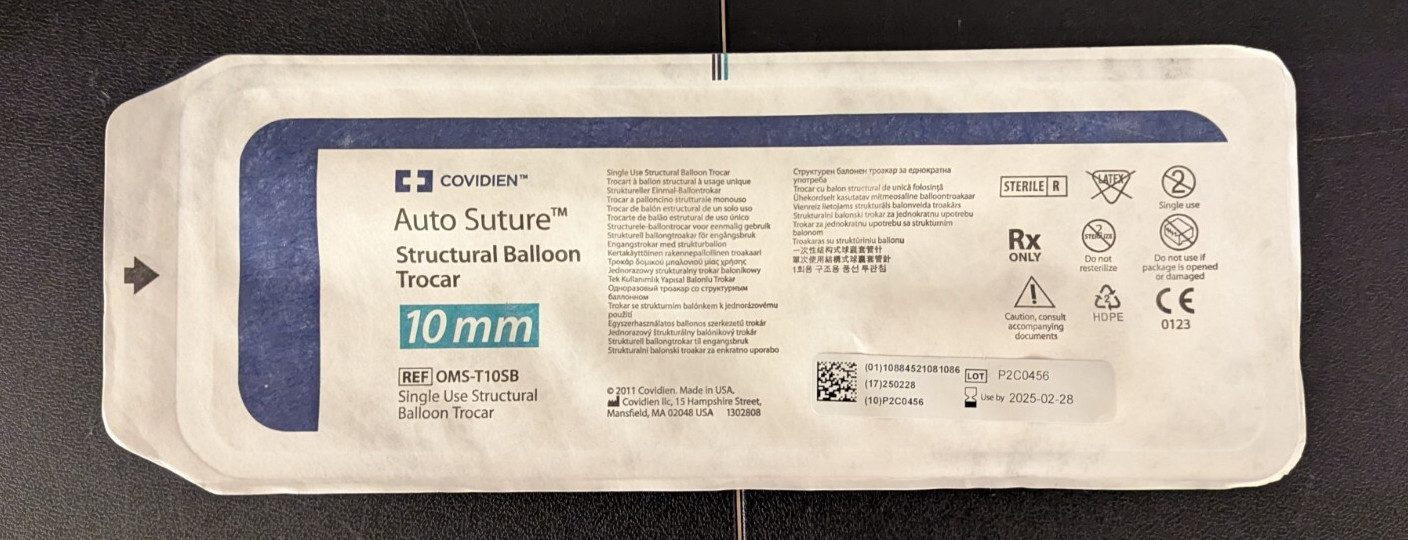 Covidien Auto Suture Structural Balloon Trocar 10mmREF OMS-T10SB EXPIRED NO MD