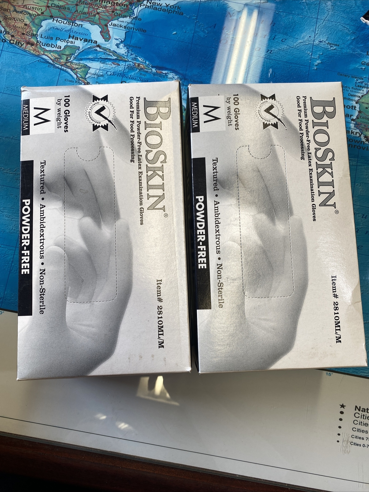 Bioskin Powder Free Latex Exam Gloves 2 boxes of 100 gloves size medium