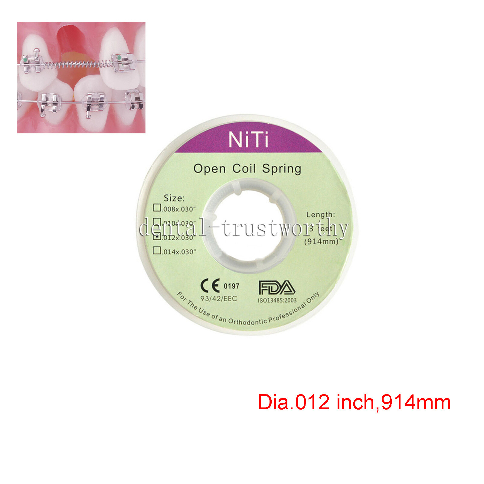Orthodontic Dental Braces Niti Open Coil Spring Dia.012 Inch/.010 Inch 914mm