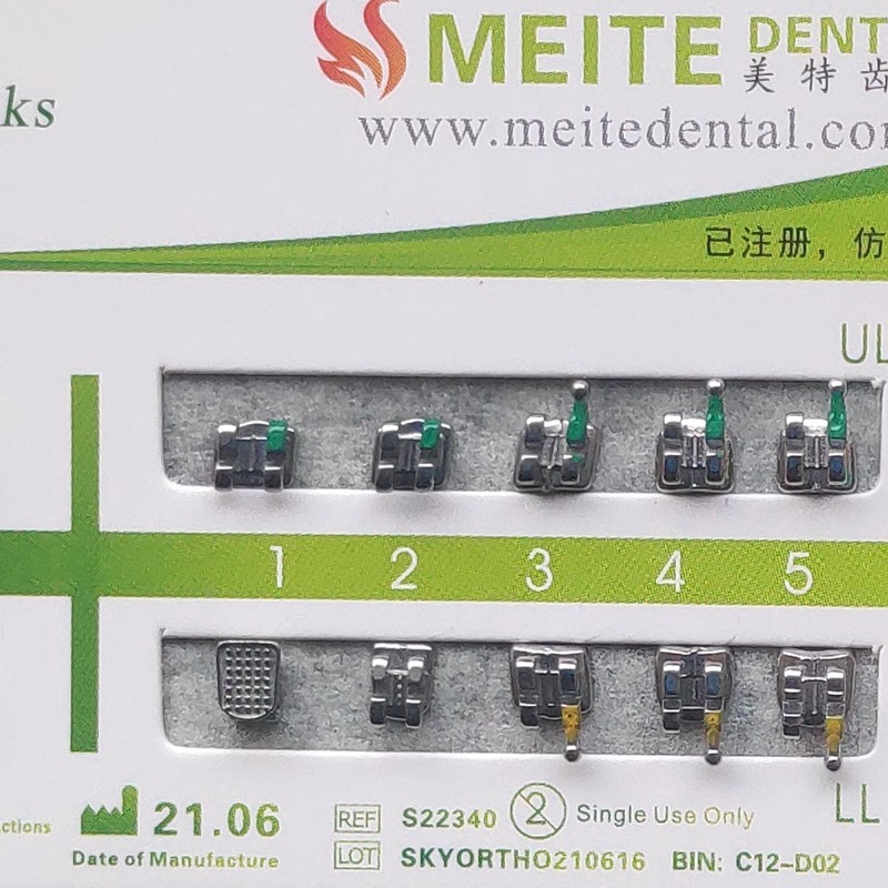 100Sets Dental Orthodontic Metal Brackets Mini Roth 022 345 hooks Mesh Base