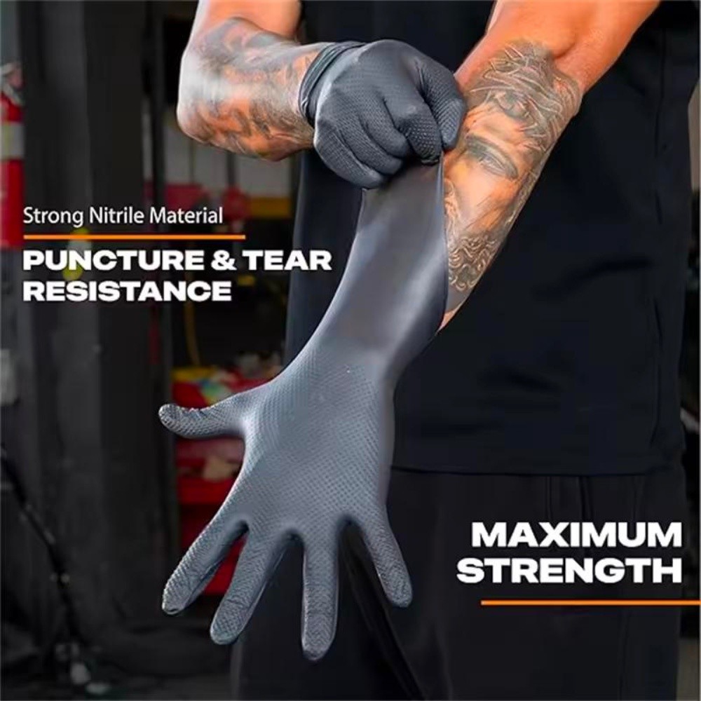100x Disposable Nitrile Gloves L size Double-sided Diamond Embossing Powder Free