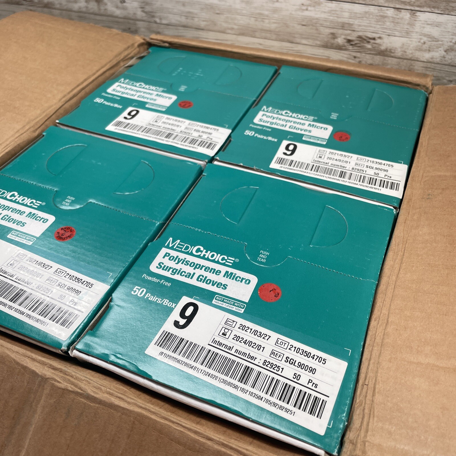 *1 DENTED CASE* MediChoice Polyisoprene Micro Surgical Gloves Size: 9