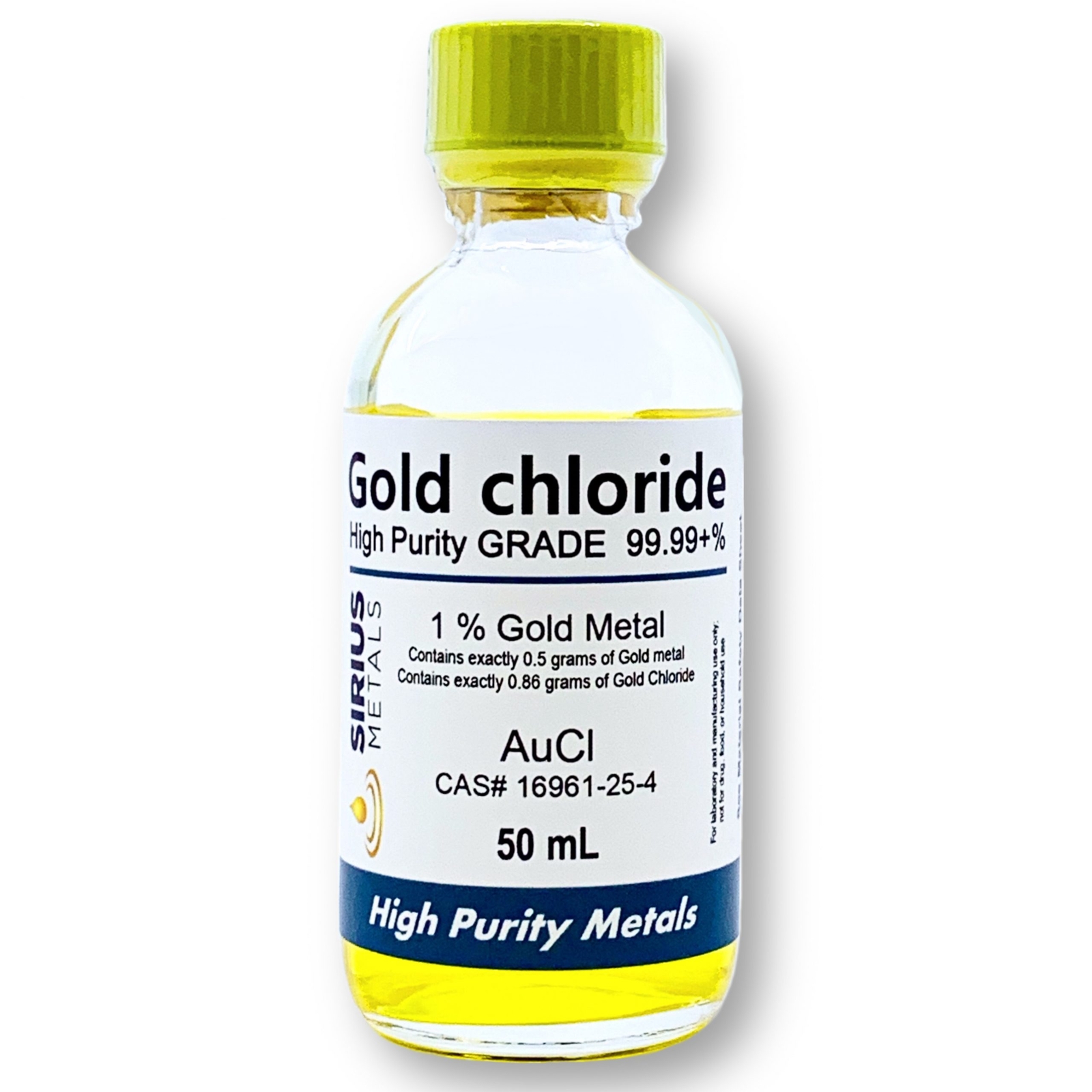 Gold Chloride – 1% w/v as 99.997% pure Gold metal – 50 mL in Glass Bottle