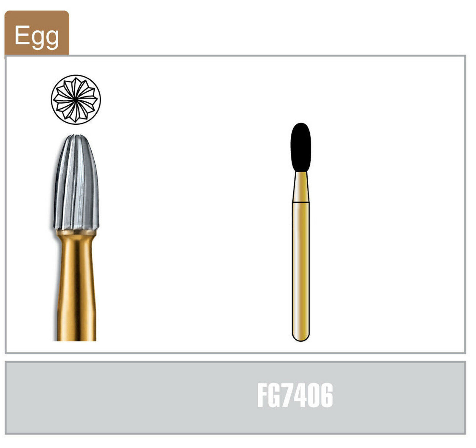 Dental Tungsten Carbide Burs Trimming & Finishing Egg Football FG 7406 10Pcs