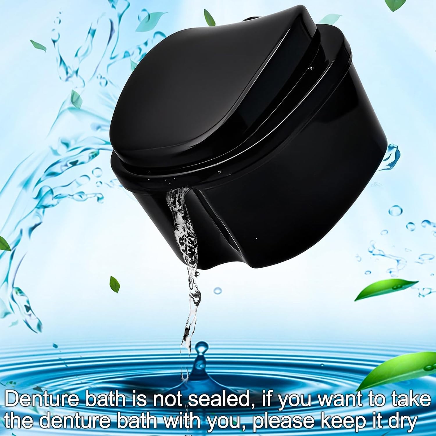 Black Denture Soaking Container Partial Denture Case, Orthodontic Retainer Cl…