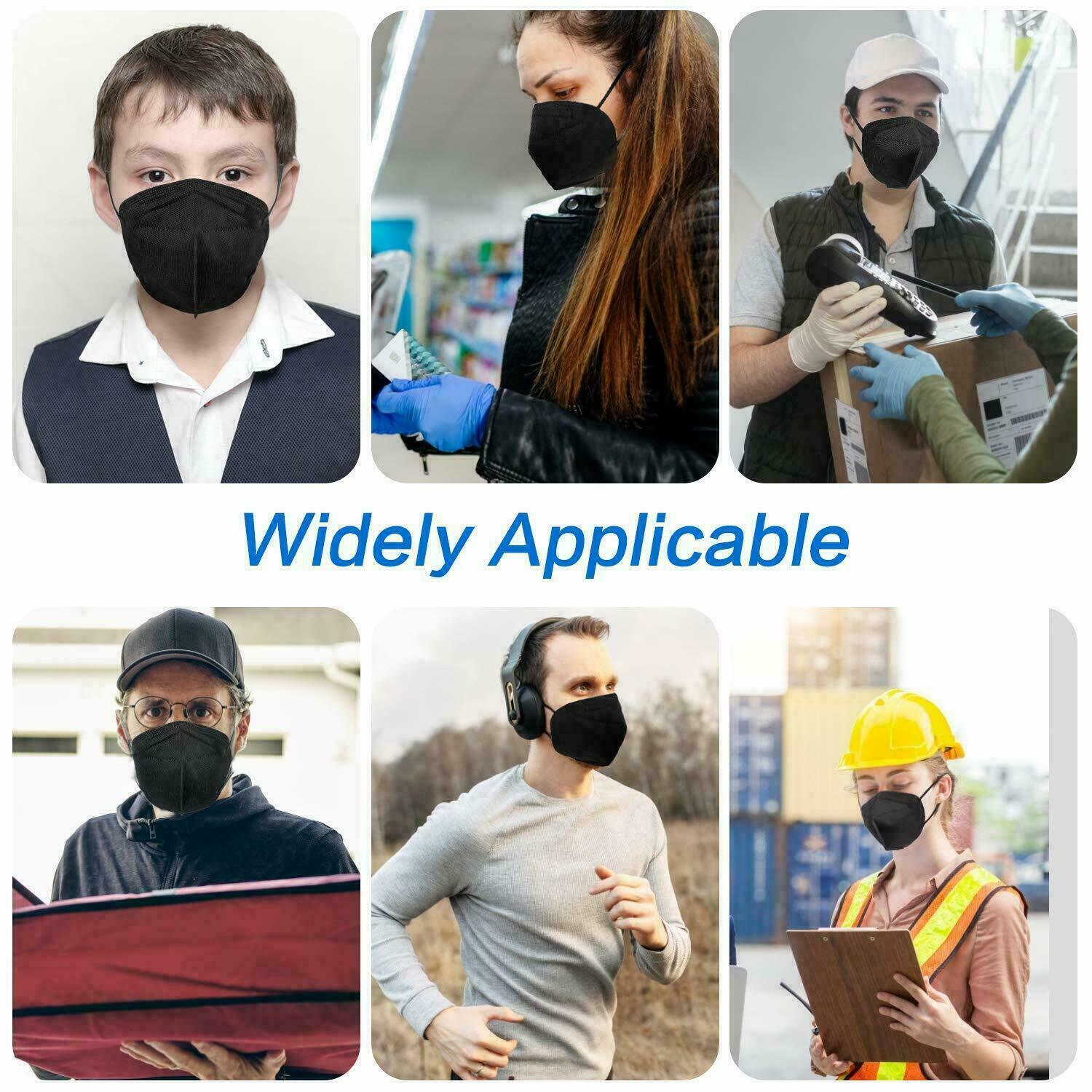 Black Color KN95 Protective 5 Layer Face Mask Disposable Respirator BFE 95%