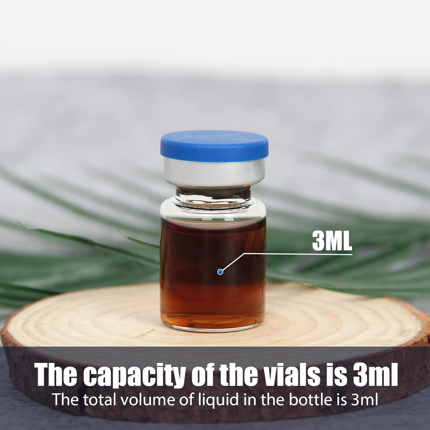 100PCS 3ml Glass Vials Headspace Vials Clear Lab Vials w/ Caps 13mm Crimp Top