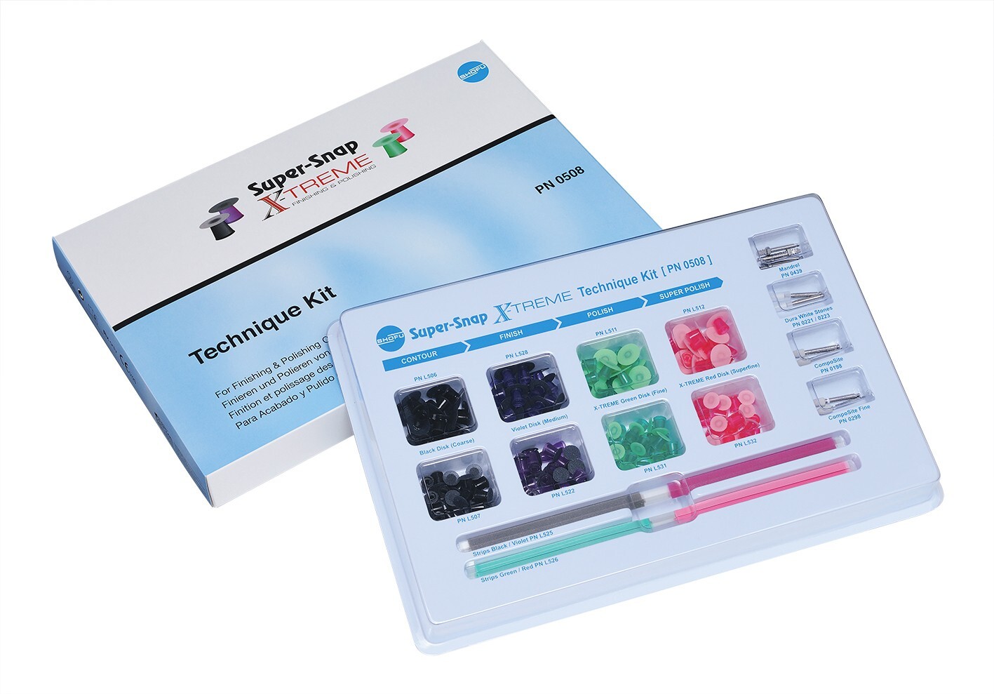 3 x SHOFU SuperSnap XTREME Technique Kit Ca Finishing & Polishing System Pack
