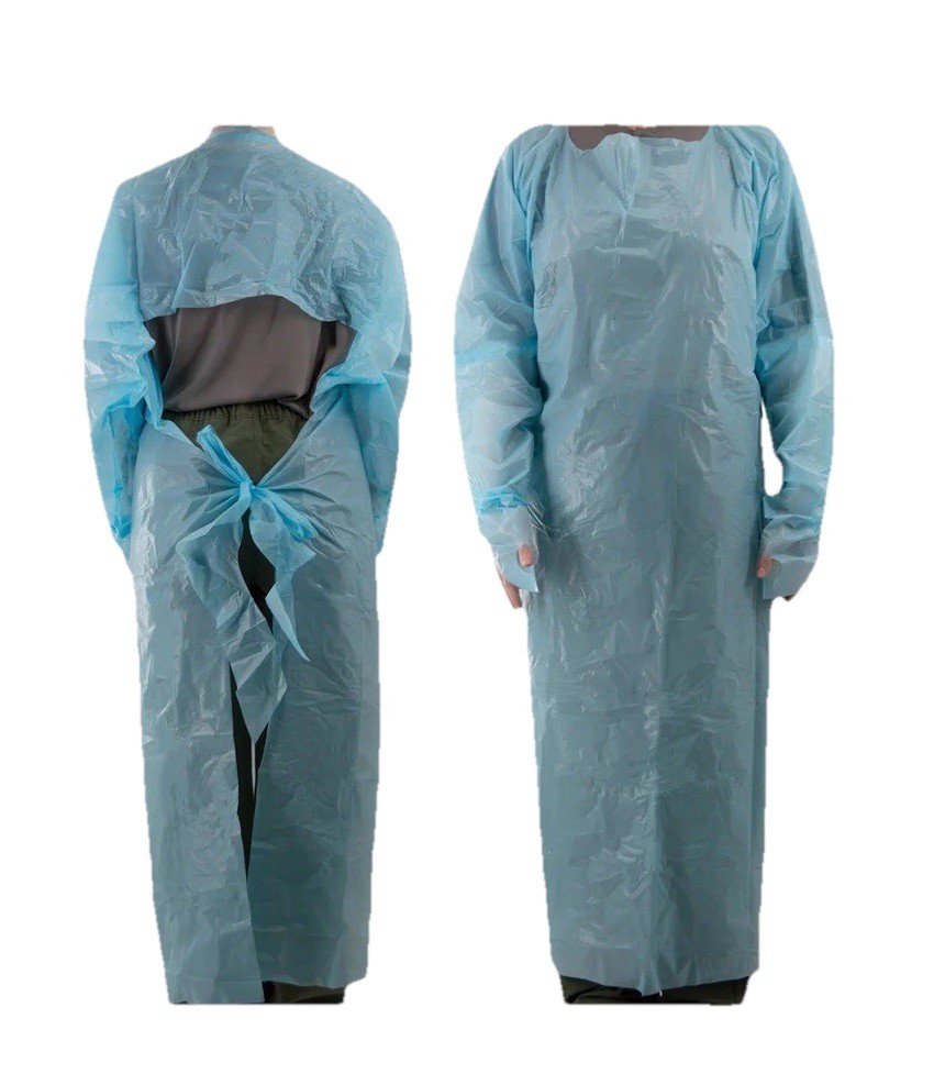 Medical Gowns CPE 30 GSM Isolation with Thumb-loop LEVEL 3 (100ct) Disposable