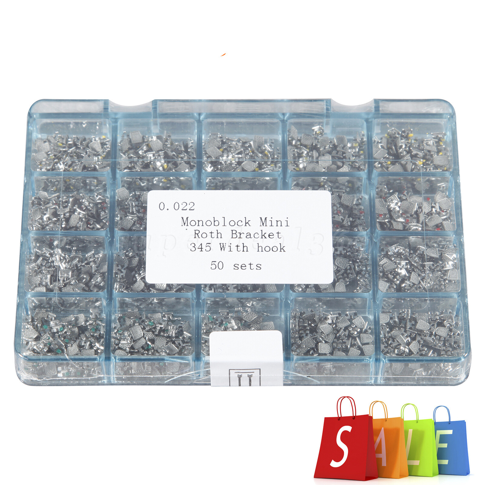 1000pcs/ Box Dental Orthodontics Monoblock Brackets Brace MINI Roth 345 w/ Hooks