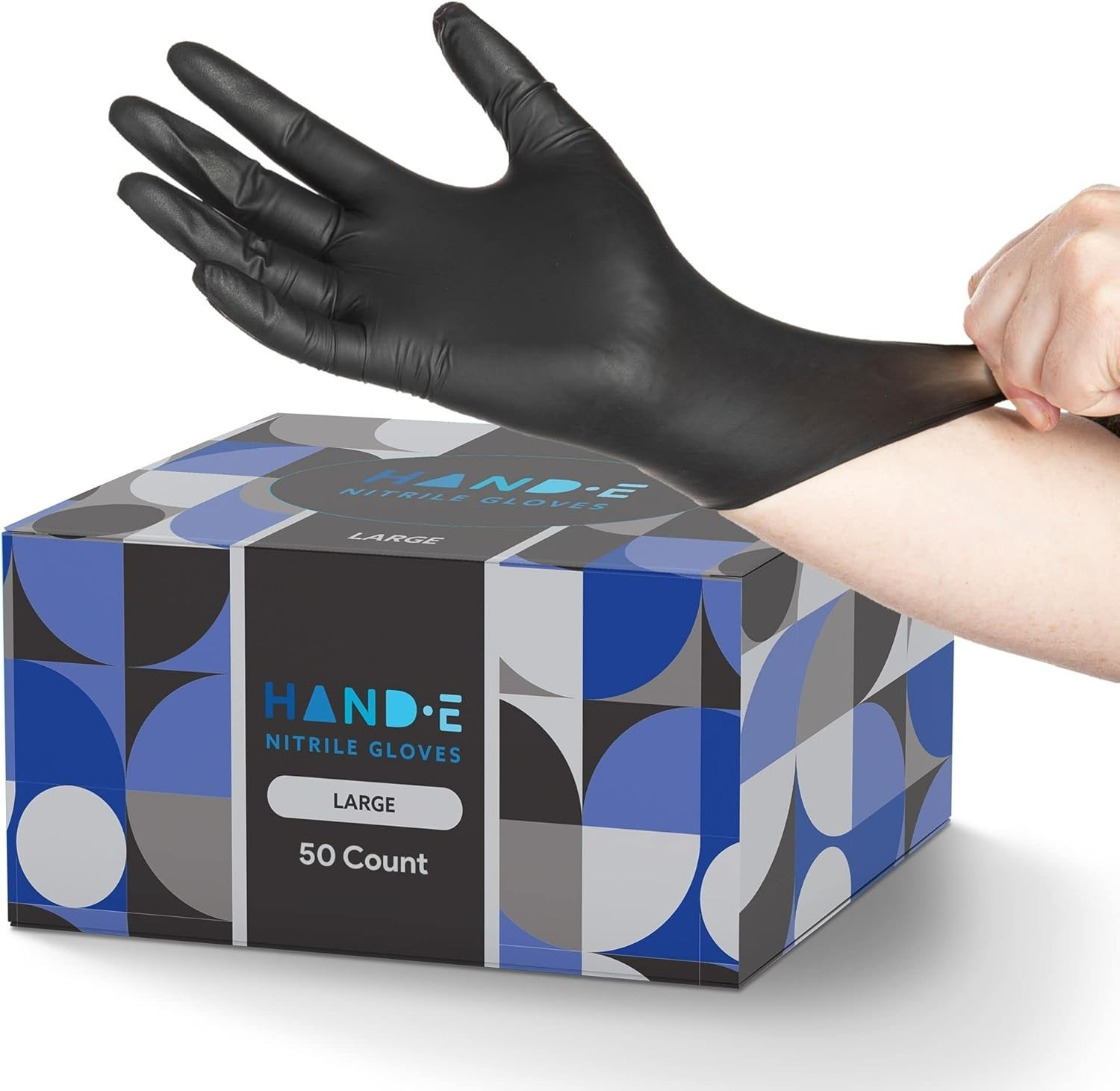 Exceptional Grip Large Black Nitrile Gloves, 50 Count – For Mechanics & Cooking