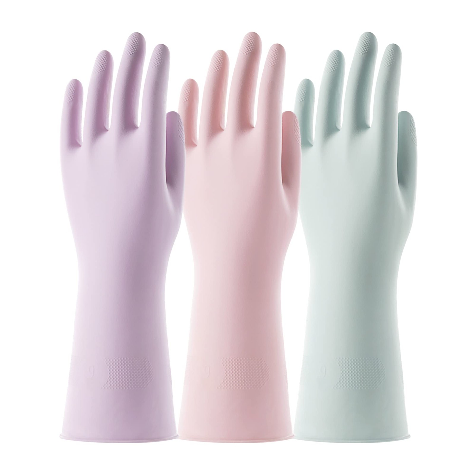 3 Pairs Reusable Rubber Dishwashing Gloves, Cotton Lined, NonSlip, Large