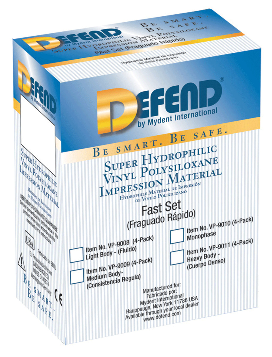 Mydent VP9011 Defend VPS Impression Material Heavy Body Fast Set 4/Pk 50 mL