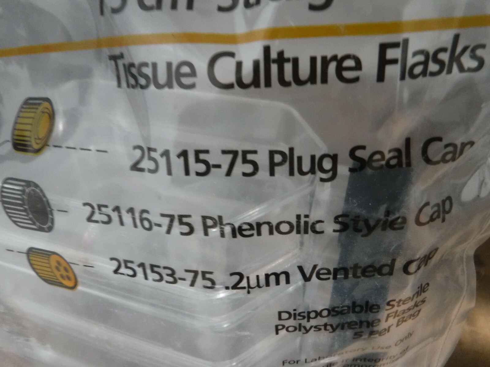 ( 5 PACK) CORNING 75CM^2 STRAIGHT NECK TISSUE CULTURE FLASK NEW