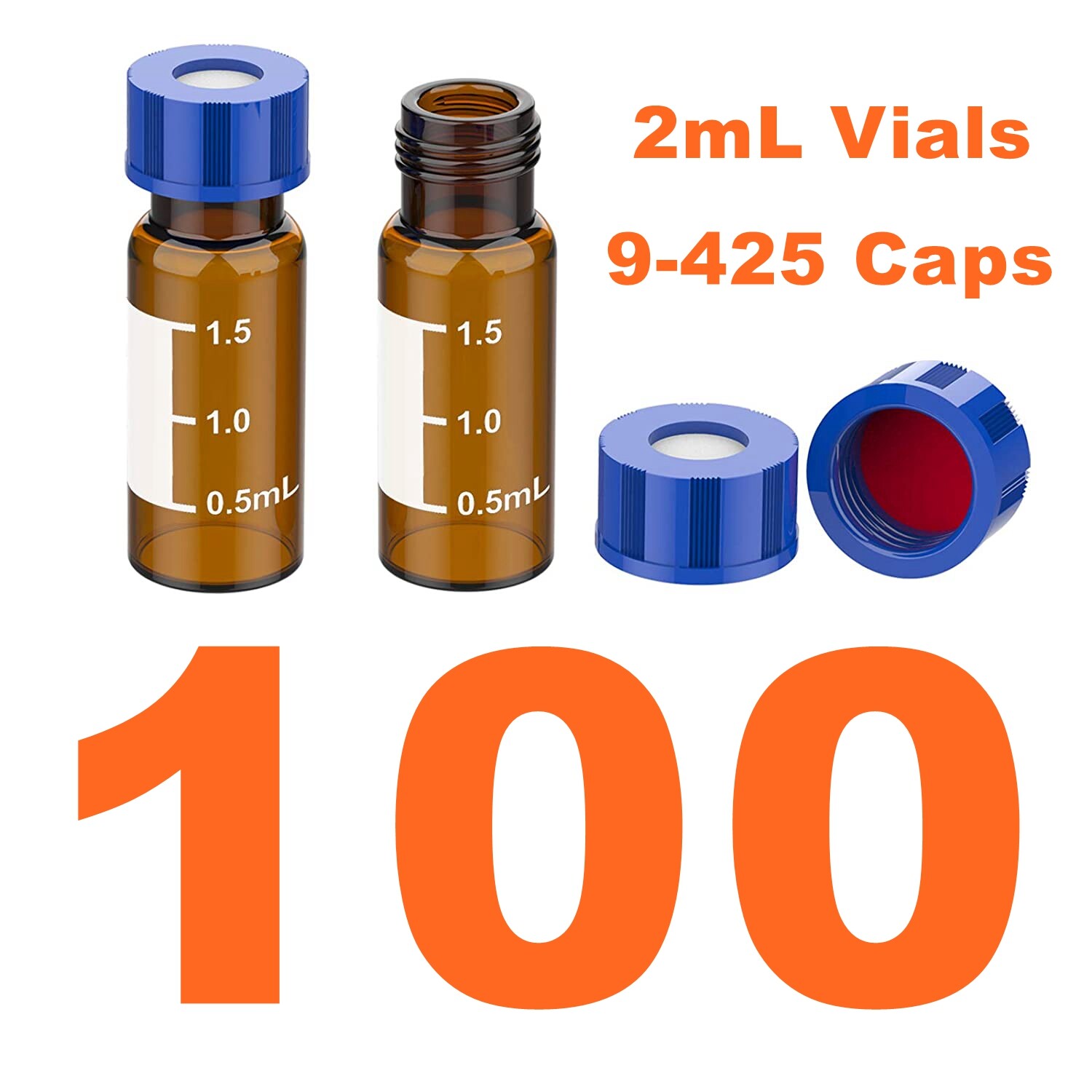 2mL Amber Glass Vials Screw Caps PTFE Septa HPLC Agilent HTA Autosampler