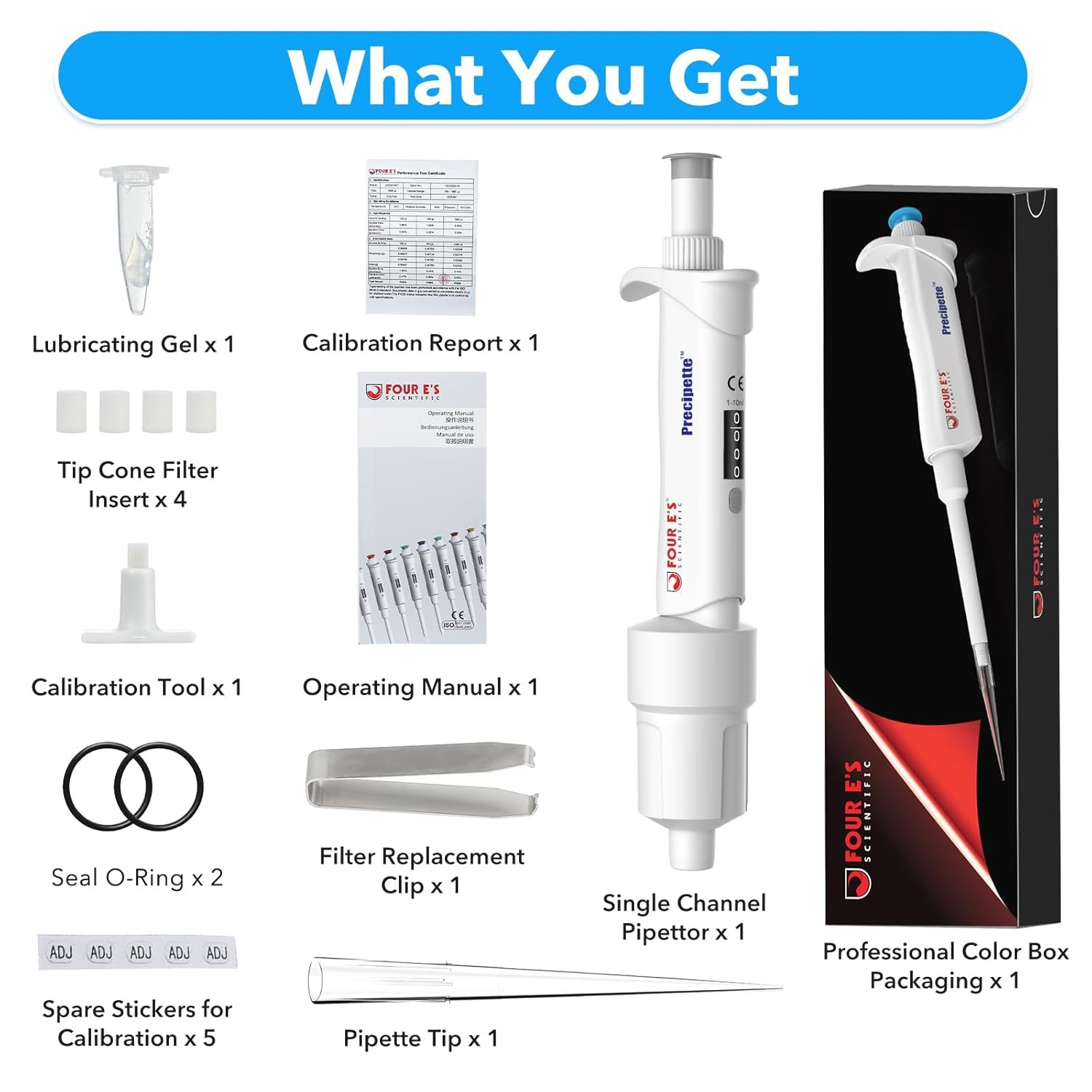 Adjustable Volume Single Channel Pipette Micropipette Pipettor Holder 0.1ul-10ml