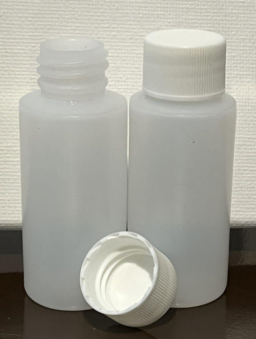 Plastic Bottles (HDPE) w/ white lined lids, 1-oz. capacity, Lot of 28. New!