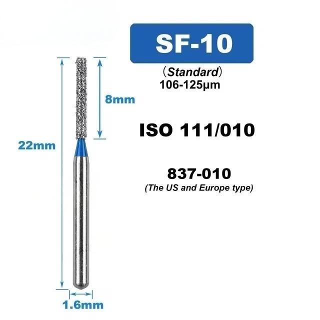50 Pcs/Pack Dental High Speed Handpiece Straight Flat End Diamond Burs SF Type