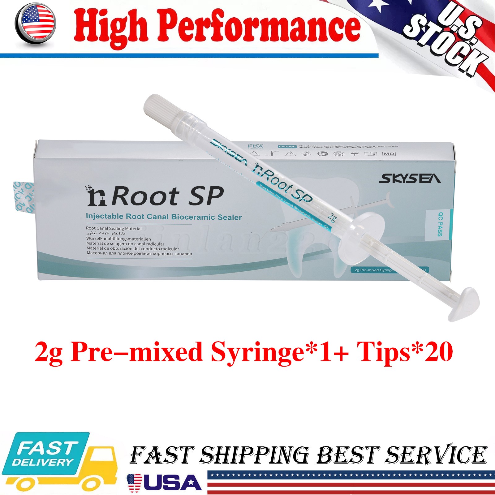 2g nRoot SP BC Sealer Hi Flow Bioceramic Root Canal Sealing Material + 20 tips