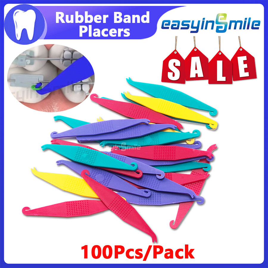 100Pcs Orthodontic Elastic Bands Hook for Placing Bands Easyinsmile Mixed Color