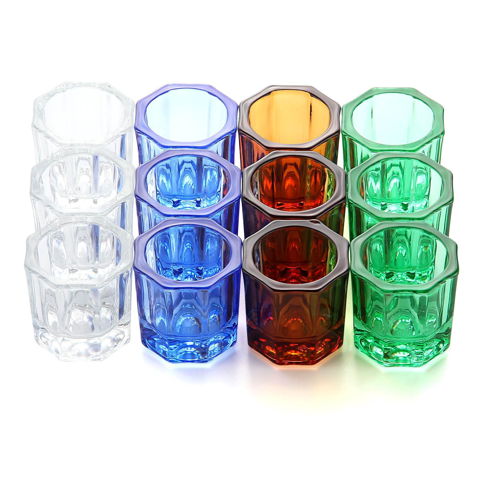 12pcs Glass Dappen Dish Mixing Bowls for Dental Crystal Cup Nail Art Tools