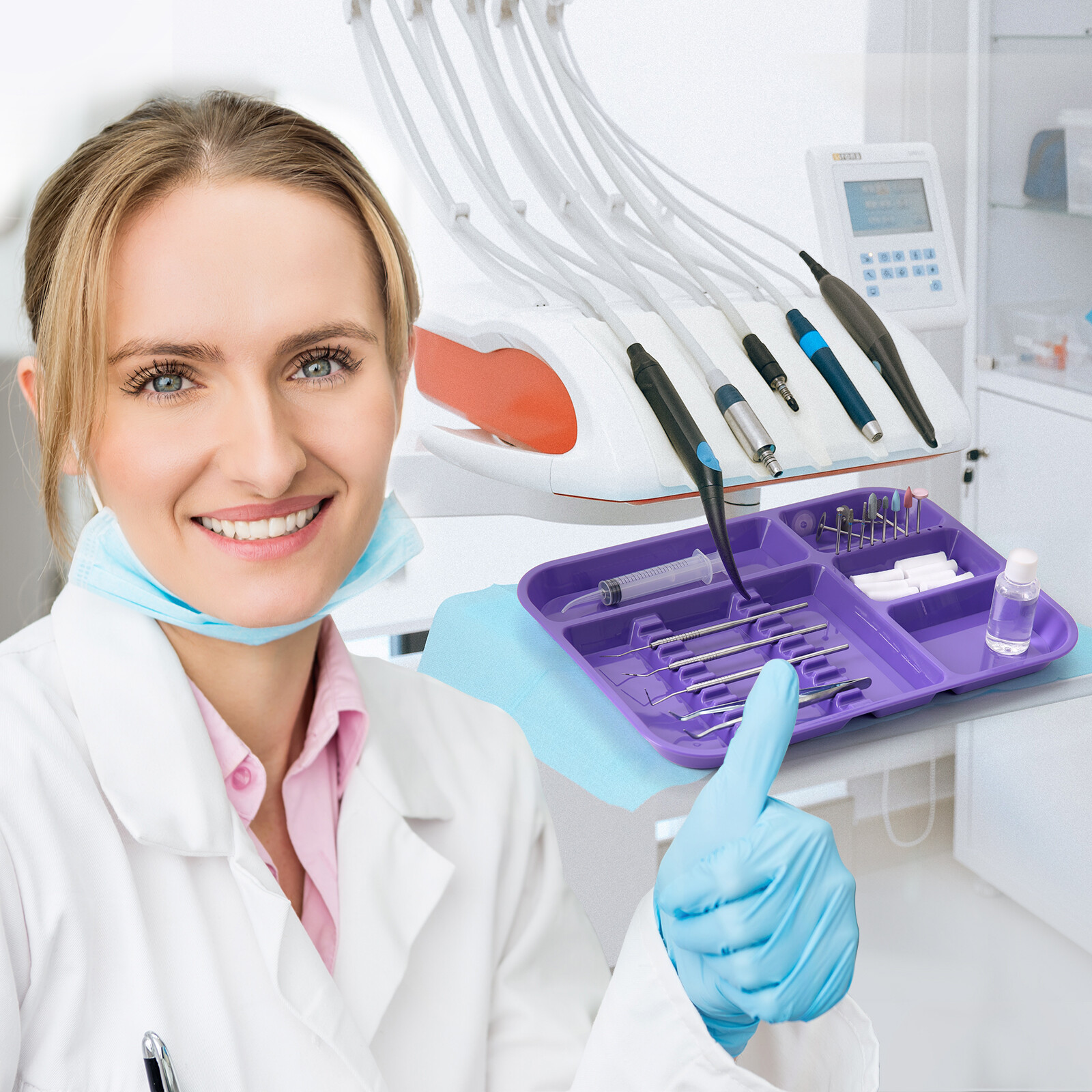 Dental Instrument Separate Divided Tray Autoclavable Plastic Set Up Trays Size B