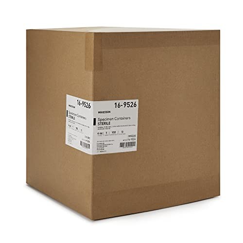McKesson Sterile Specimen Containers 4oz / 120cc, Screw-On Lid, 100ct