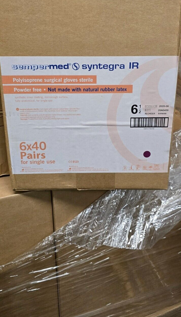 Sempermed Syntegra IR Polyisoprene Surgical Gloves Sterile Size 6 1/2, 40/pairs