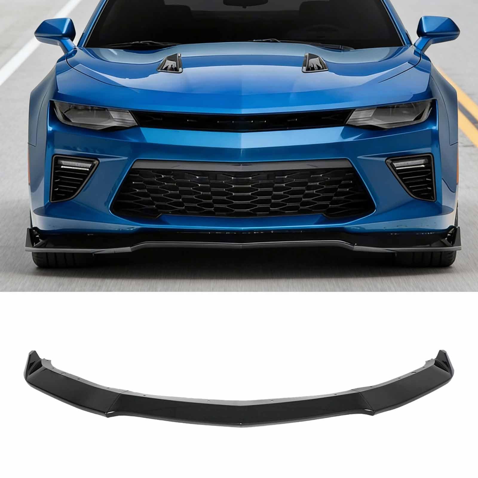 MP Style Front Lip Splitter for Camaro 2017-2024 3PC ABS Plastic Glossy Black