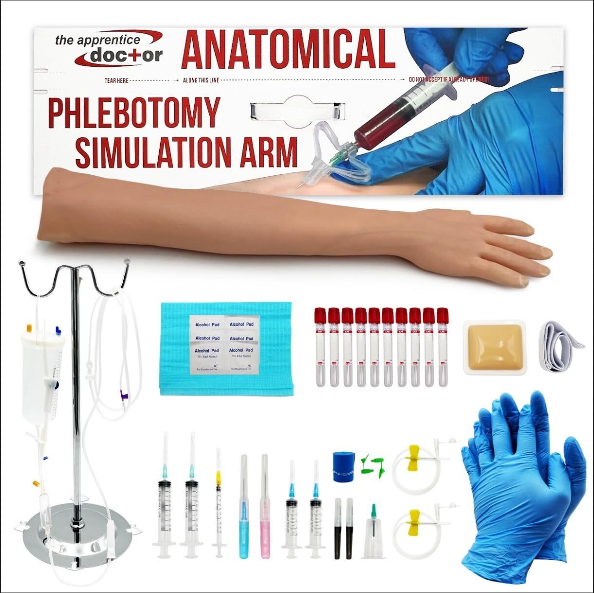 Realistic Phlebotomy Practice Kit with Online IV Training for Healthcare Pros
