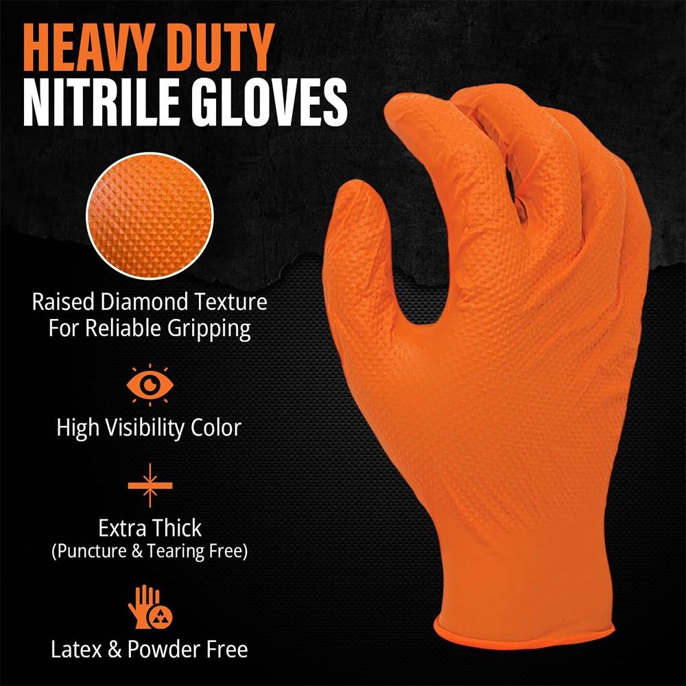 Extra Thick 8mil Nitrile Gloves – Textured, Heavy Duty, Anti-slip, Safe