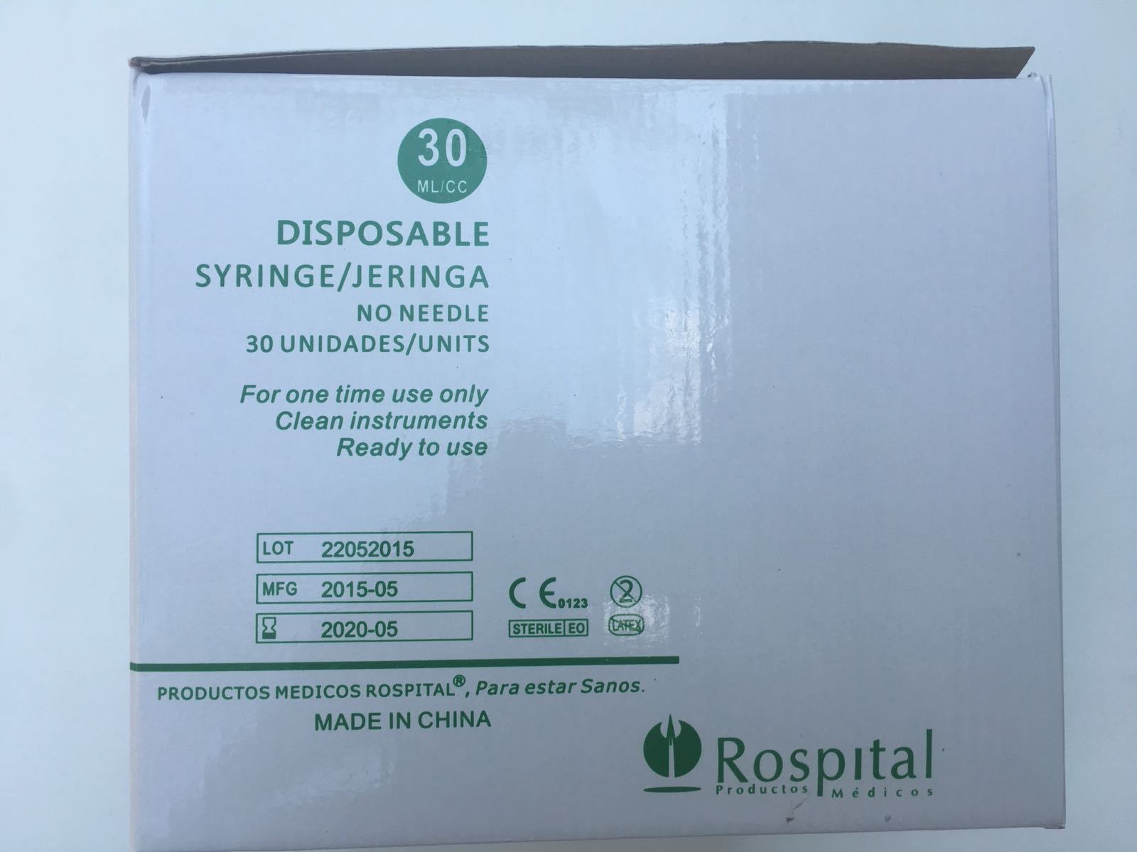 20 30cc Syringe Only with Luer Lock Tip Sterile Disposable Latex Free 30ml