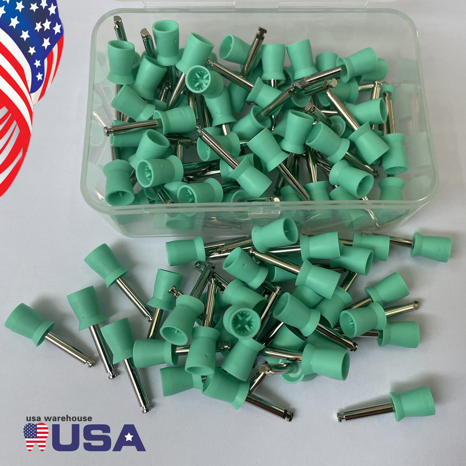 100pcs New Dental Prophy Tooth Polish Polishing Cups Brushed green usa NJ